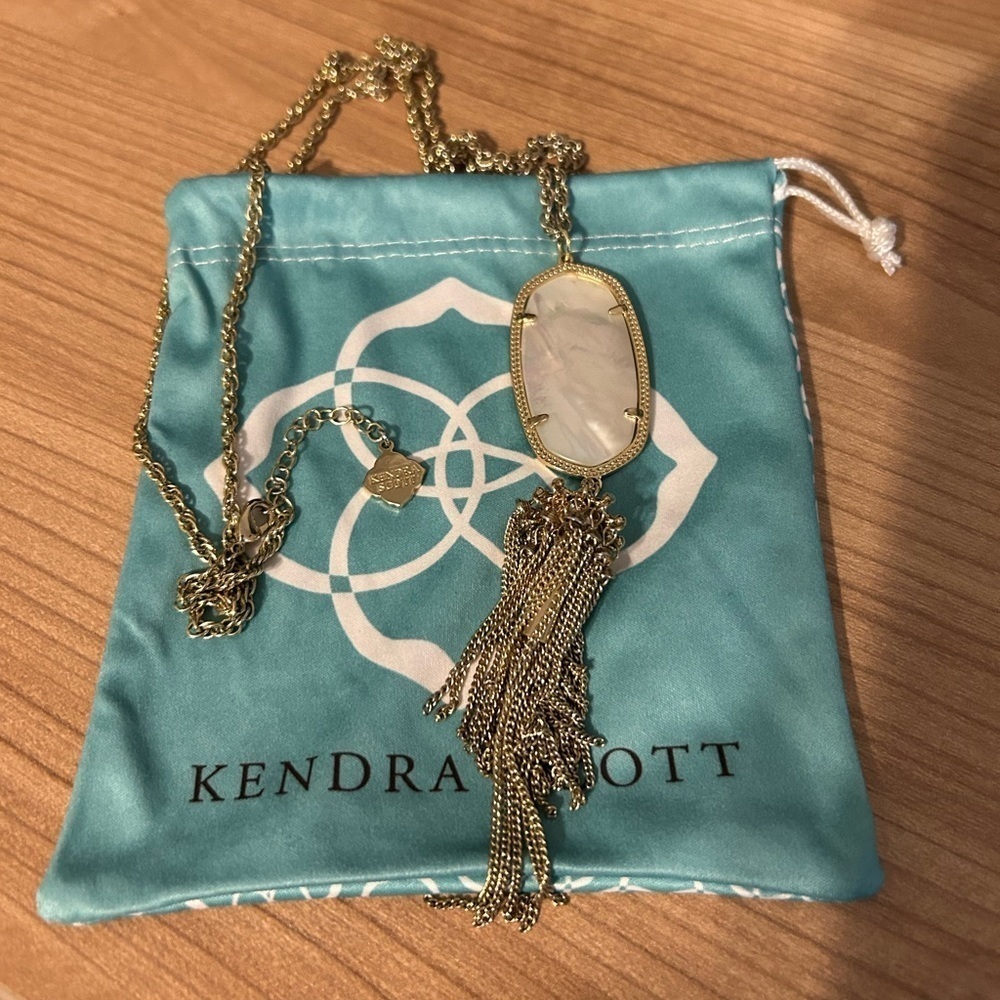 Kendra Scott Rayne White Mother Of Pearl Gold Tassel Necklace